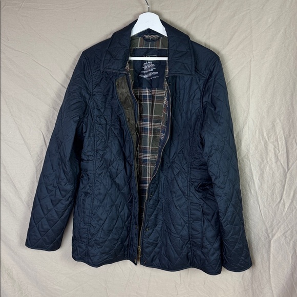 LLBean quilted riding barn jacket navy blue women’s large - Picture 5 of 14